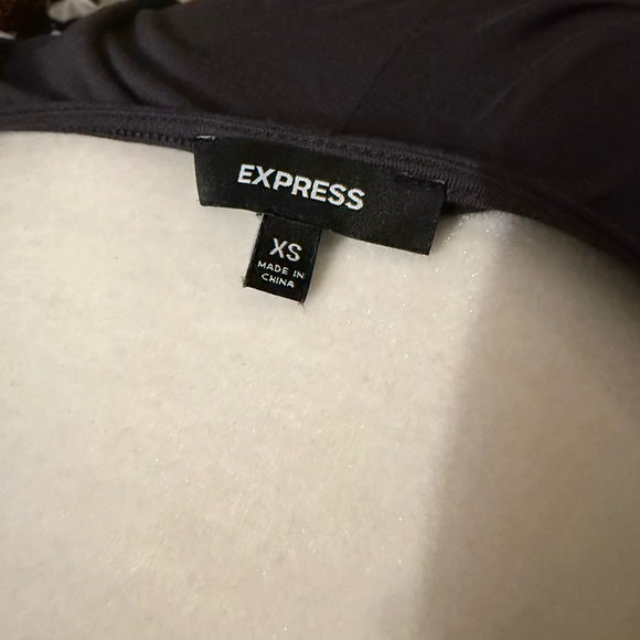 Express Slate Gray cold shoulder Top with Bronze Sequin Detail - Picture 4 of 4